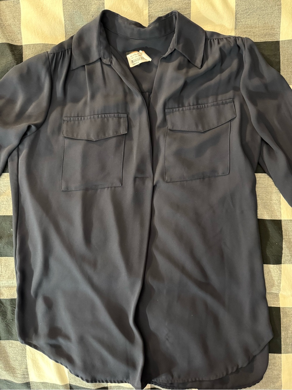 Ann Taylor Midnight Navy Collared Blouse